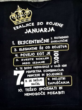 Majica - kraljice so rojene januarja